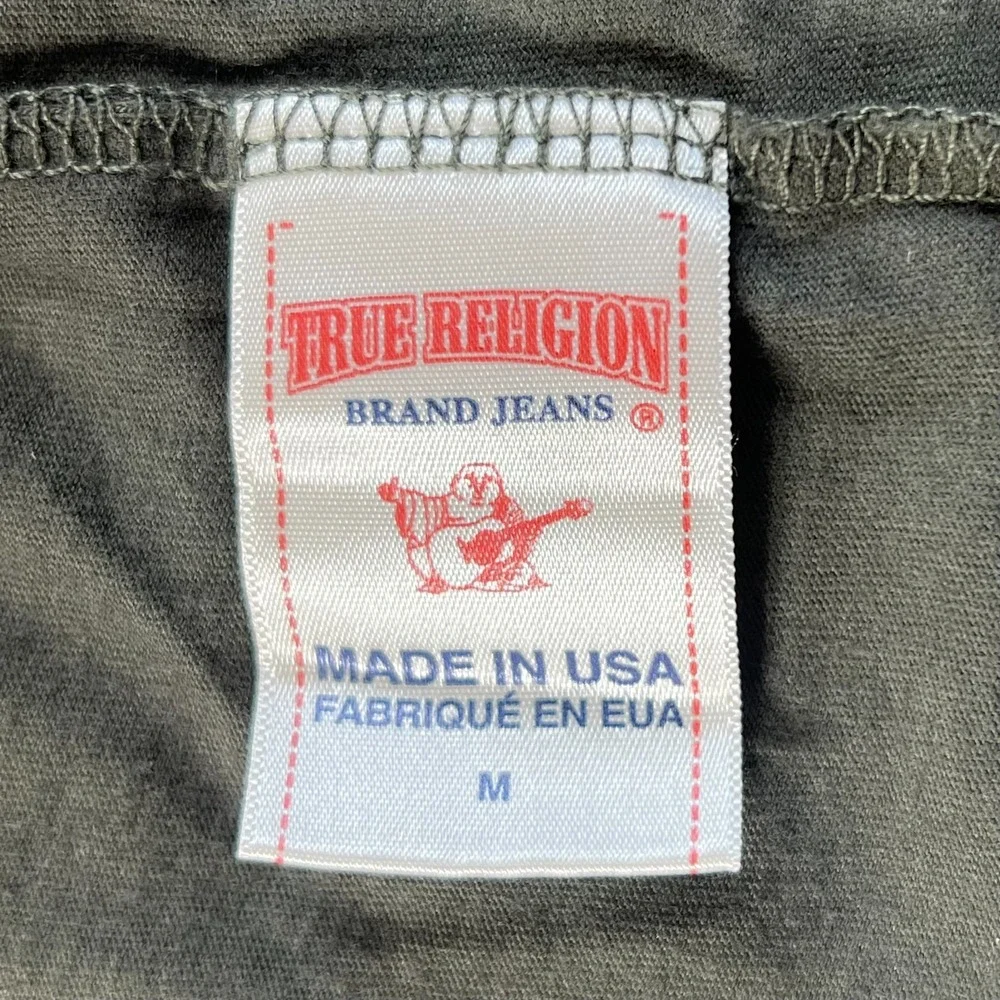True Religion Graphic T-Shirt Peace Sign FREEDOM Olive‎ Green Men's Size M NWT